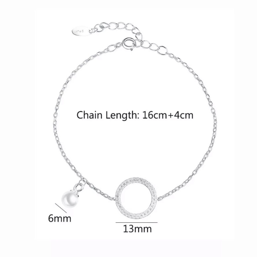 Sterling Silver Diamond Pearl Bracelet - Picture 2 of 2